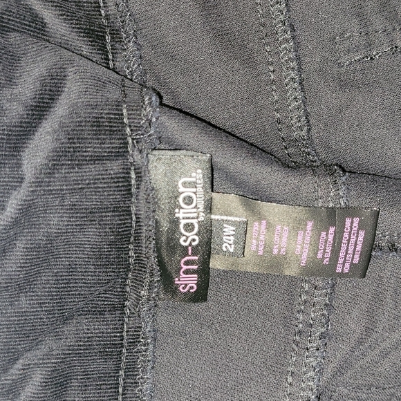 Slimsation 24W Black Corduroy Pants NWT Stretch Pull On 5 Pocket High Rise Luxe - Picture 3 of 8